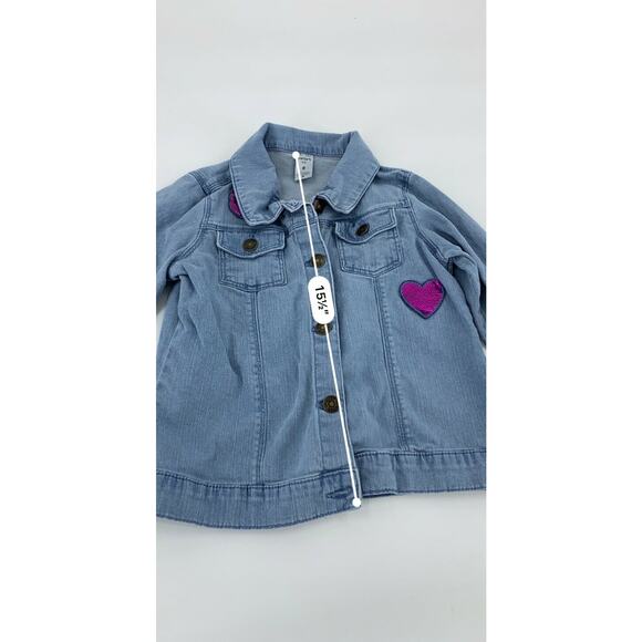 Carter's Girls Blue Button Down Heart Jacket Casual Winter Fall Youth Size 8 - Picture 4 of 7